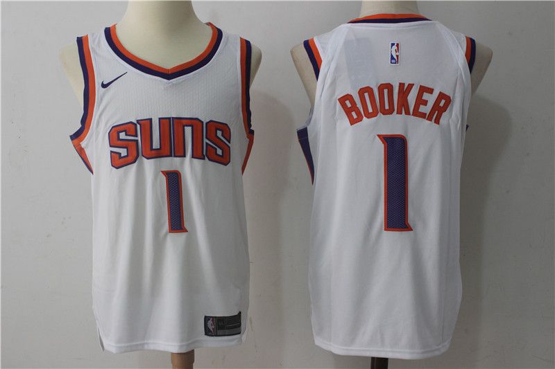 2017 Men Phoenix Suns #1 Booker Nike White NBA Jerseys->calgary flames->NHL Jersey